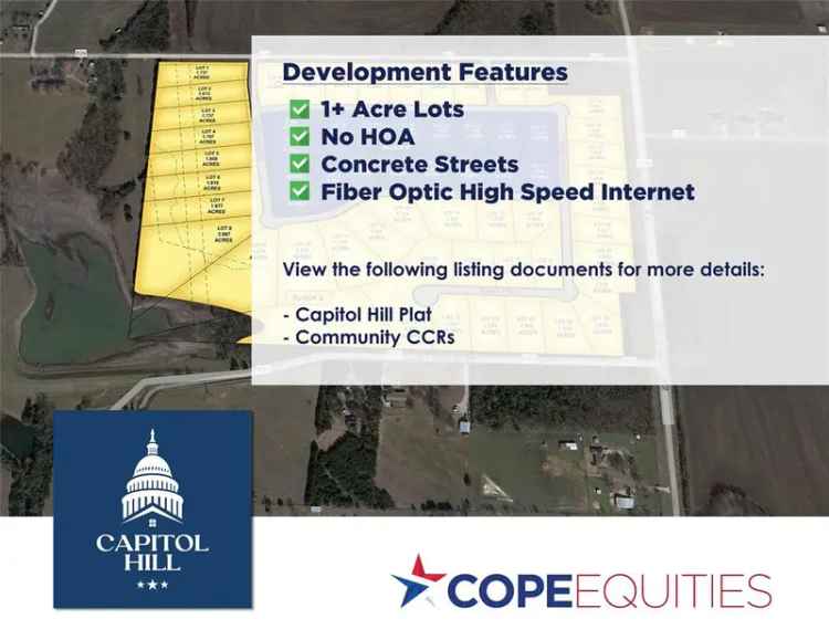 Buy Land in Capitol Hill Community DFW with Luxury 1+ Acre Lots