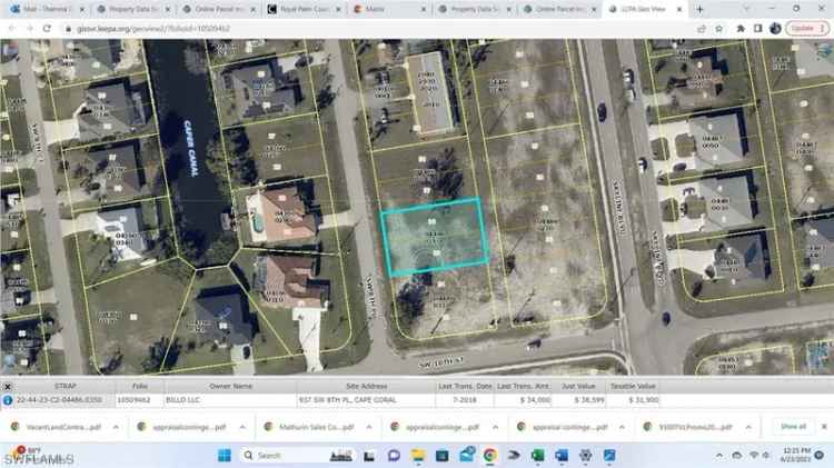 Land For Sale in 937, Southwest 8th Place, Cape Coral, Florida