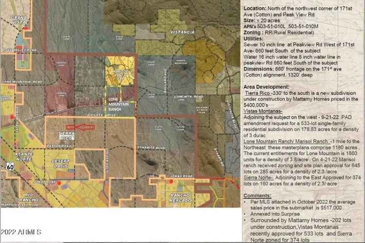 Investment Buy Land in Surprise Surrounded by Mattamy Homes