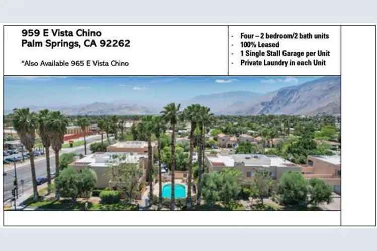 Buy Fourplex Apartment Building in Palm Springs with Stable Income