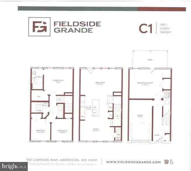 Luxury Townhome for Rent in Fieldside Grande with Garage and Balcony